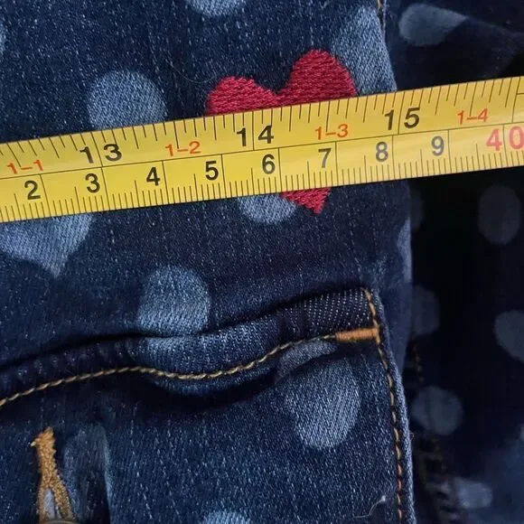 LulaRoe Kenny Denim Trucker Polka Dot Hearts Jacket XXS - Picture 14 of 16
